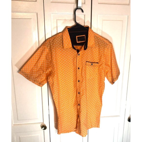 Day & Age Shirt Mens Large Short Sleeve Orange Diamond Geometric Button Down - Picture 1 of 5